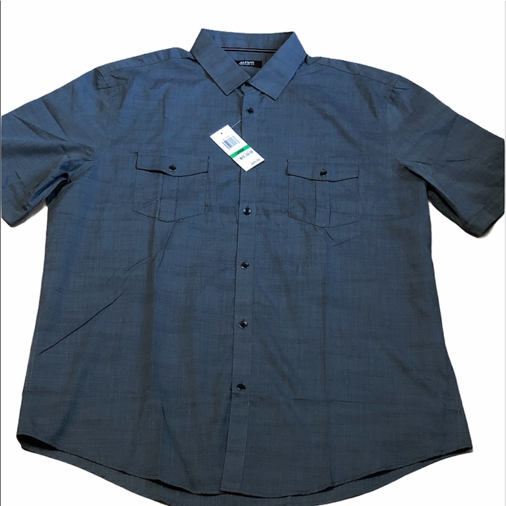 Alfani Men's Short Sleeve Button Down Shirt Sz L